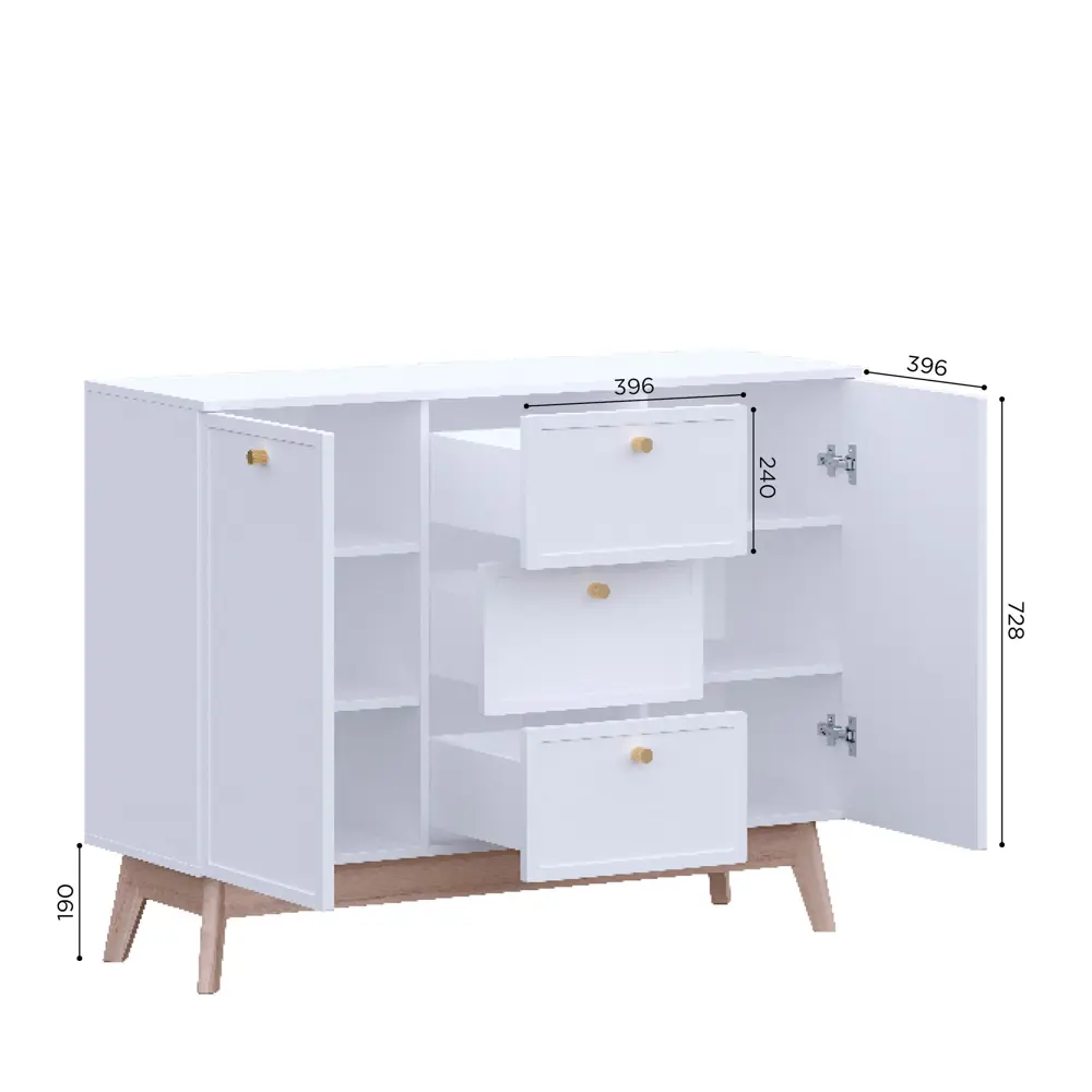 Комод KONSENSA Амьен 3 ящика 120x94x41.7 см ЛДСП цвет белый Лион STLM-2138879 - Вид №8