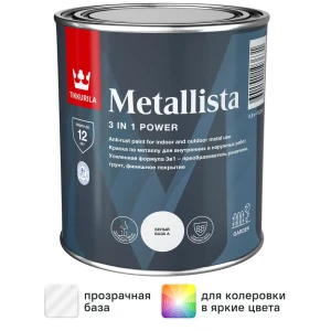 Грунт-эмаль по ржавчине 3 в 1 Tikkurila Metallista гладкая база C прозрачная 0.9 л