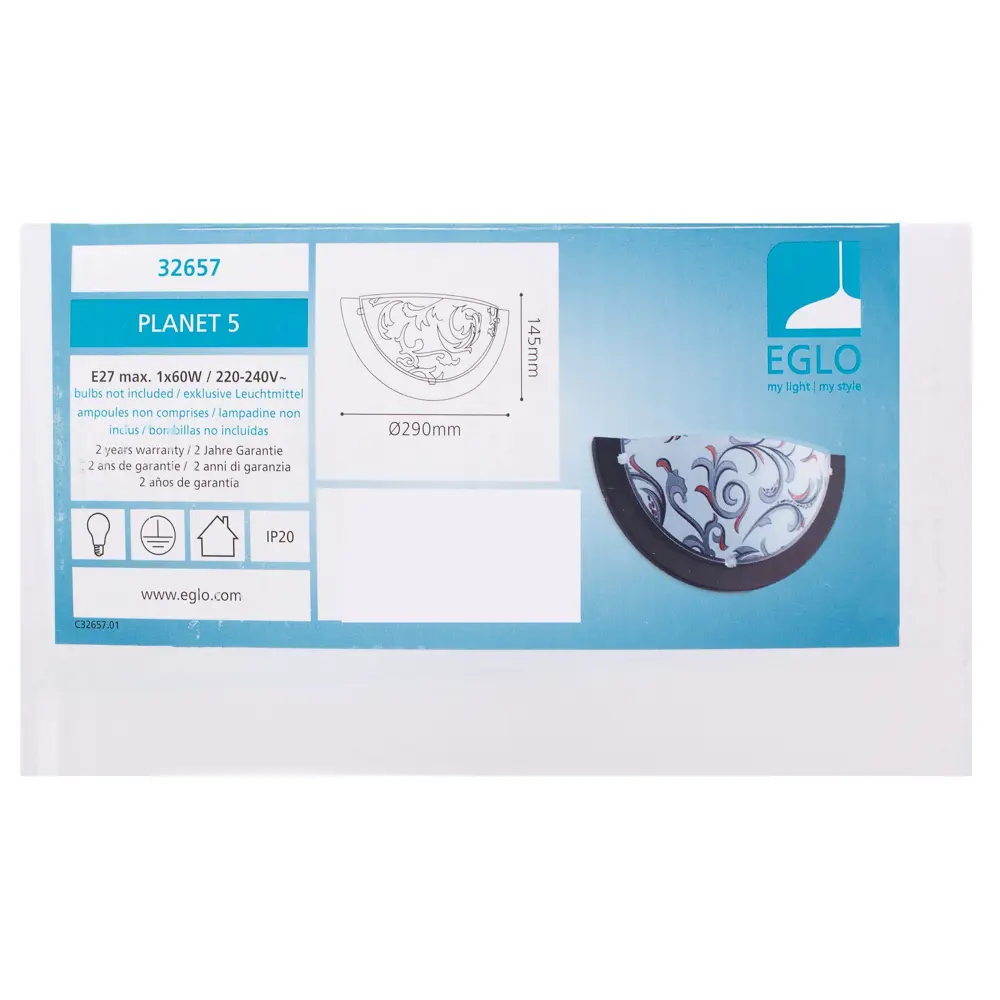 Бра Planet 1xE27x60 Вт, цвет чёрный Eglo STLM-2066679 - Вид №3