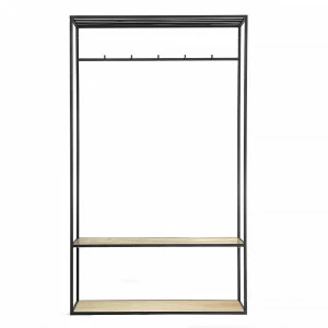 Вешалка в прихожую с полкой черная, светлый дуб Hallra 2 black INTELLIGENT DESIGN ВЕШАЛКИ HALLRA 261052 Коричневый;черный