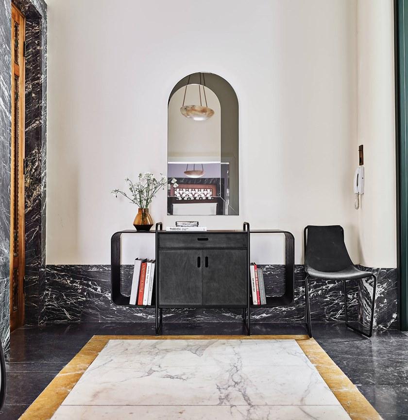 Midj Комод из дерева с откидными дверцами, обтянутыми кожей Apelle sun-id-1437044 - Вид №1