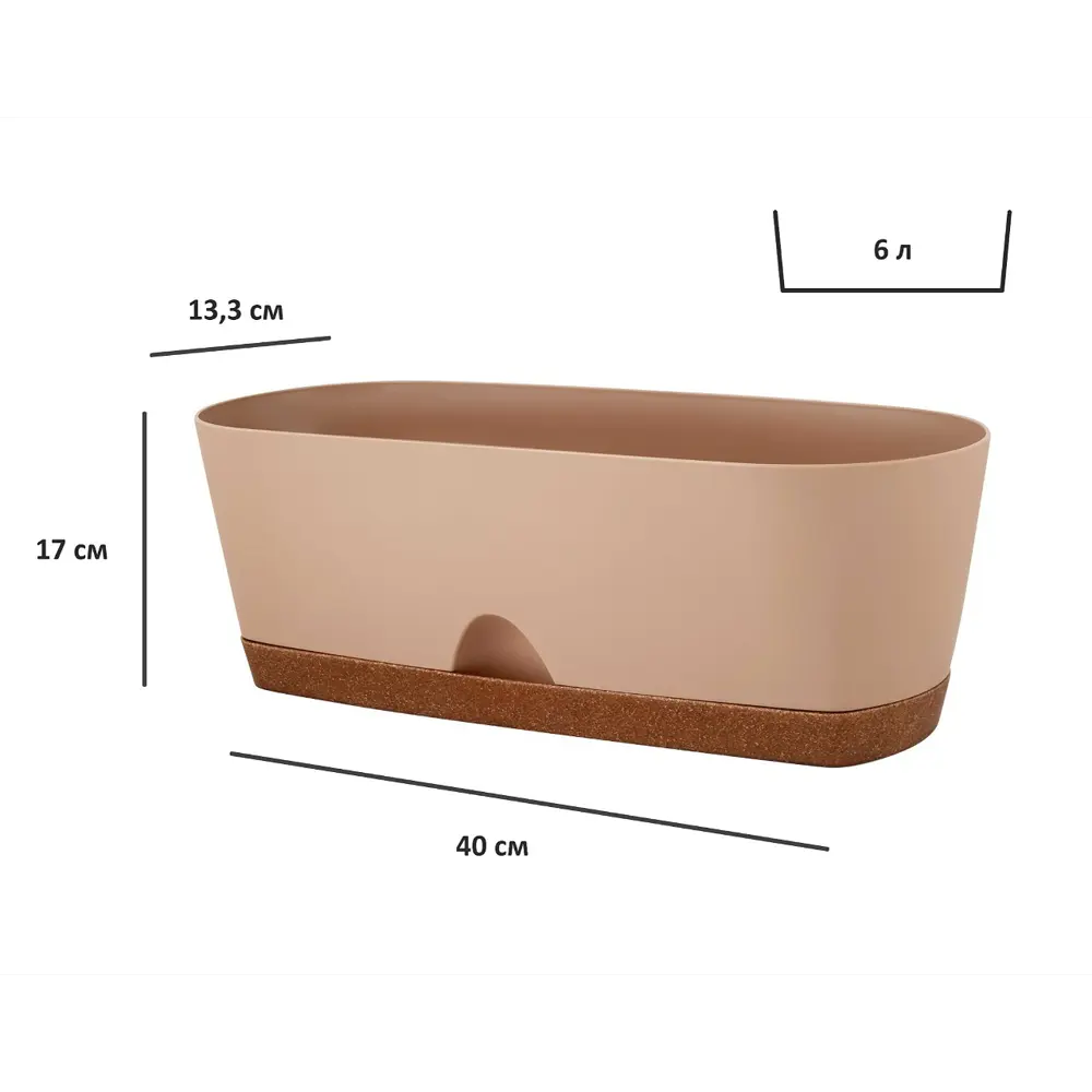 Балконный ящик INGREEN Wood 40 см коричневый овальный 89416386 STLM-1570346 - Вид №7