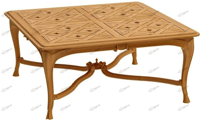 ASTELLO Квадратный садовый журнальный столик из тика Fleur de lys sun-id-1511459