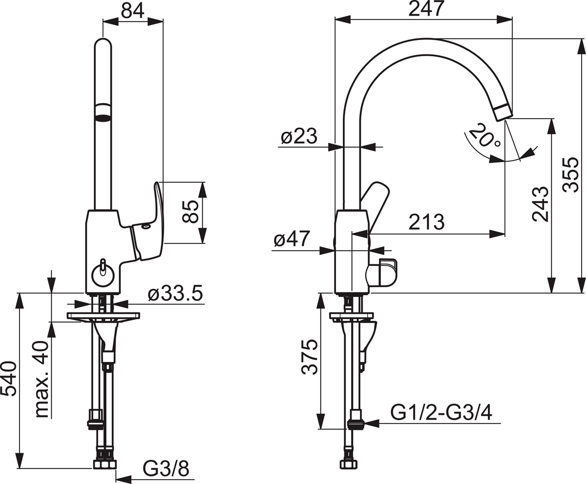 Oras 1029F Смеситель для кухни с клапаном 1029F Safira Хром  - Вид №2