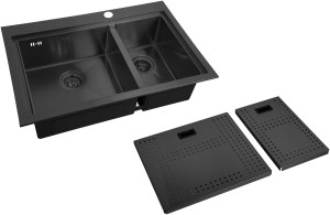 Мойка кухонная ZorG Master N ZM N-78-2-52-L GRAFIT из нержавеющей стали с накладкой, графит