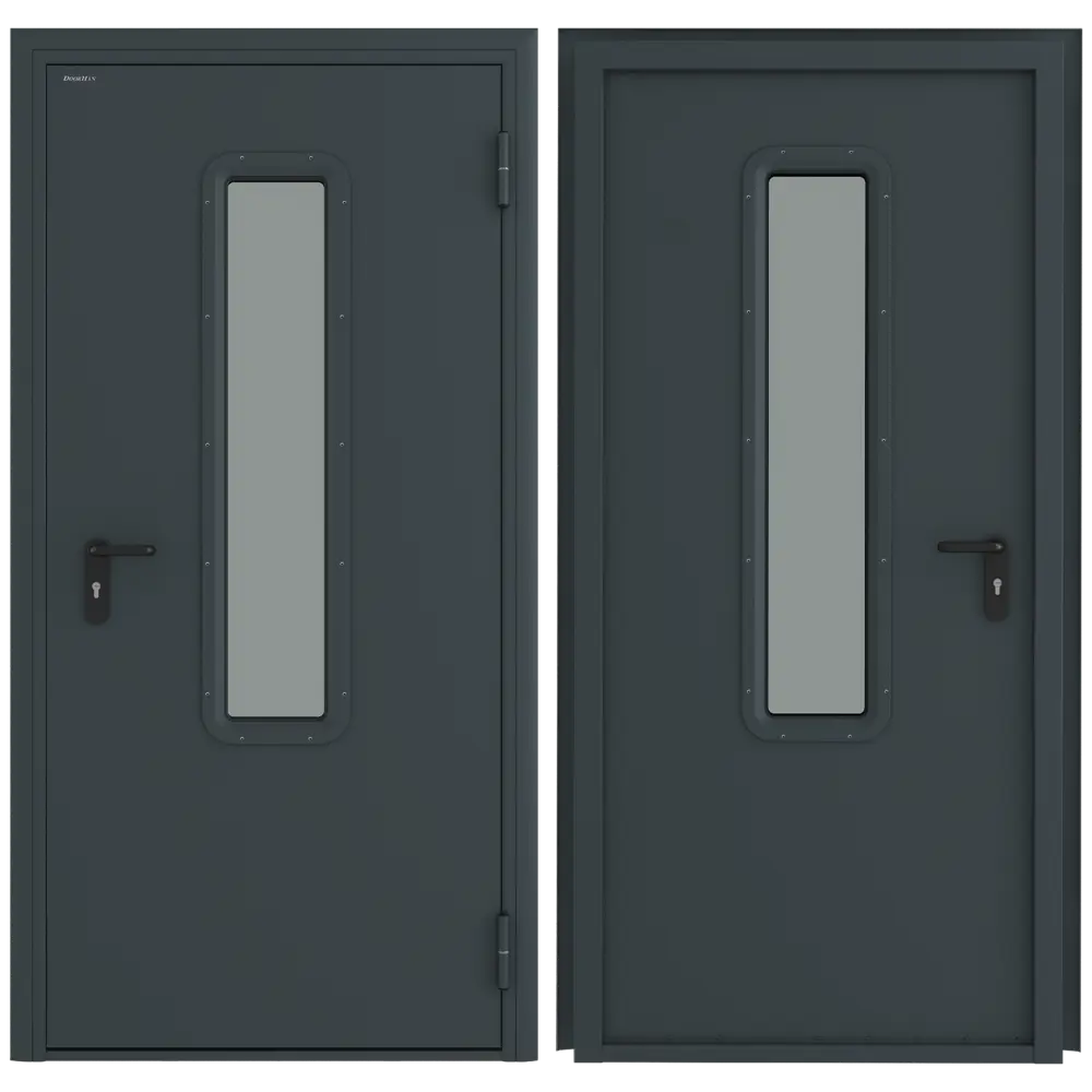 Дверь техническая остекленная 108x205 см правая цвет RAL7016 DOORHAN STLM-2207076
