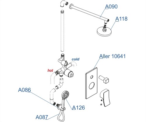 A16190 Встраиваемый комплект для душа с верхней душевой насадкой и лейкой WasserKRAFT  - Вид №2