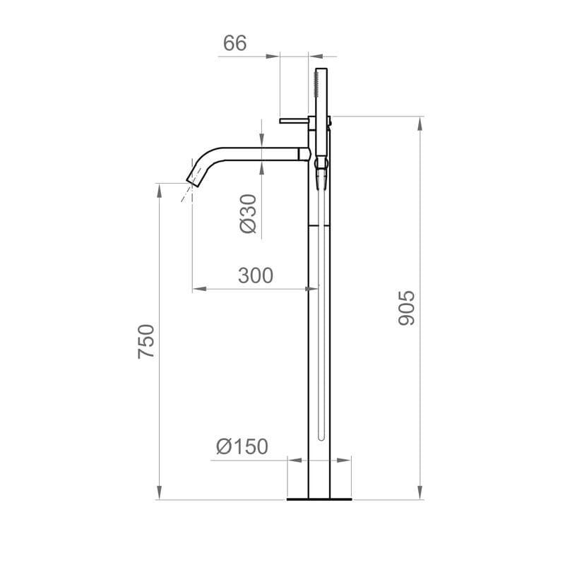 Смеситель для ванны с ручным душем Ercos Stilox ARCH-00136051 - Вид №2