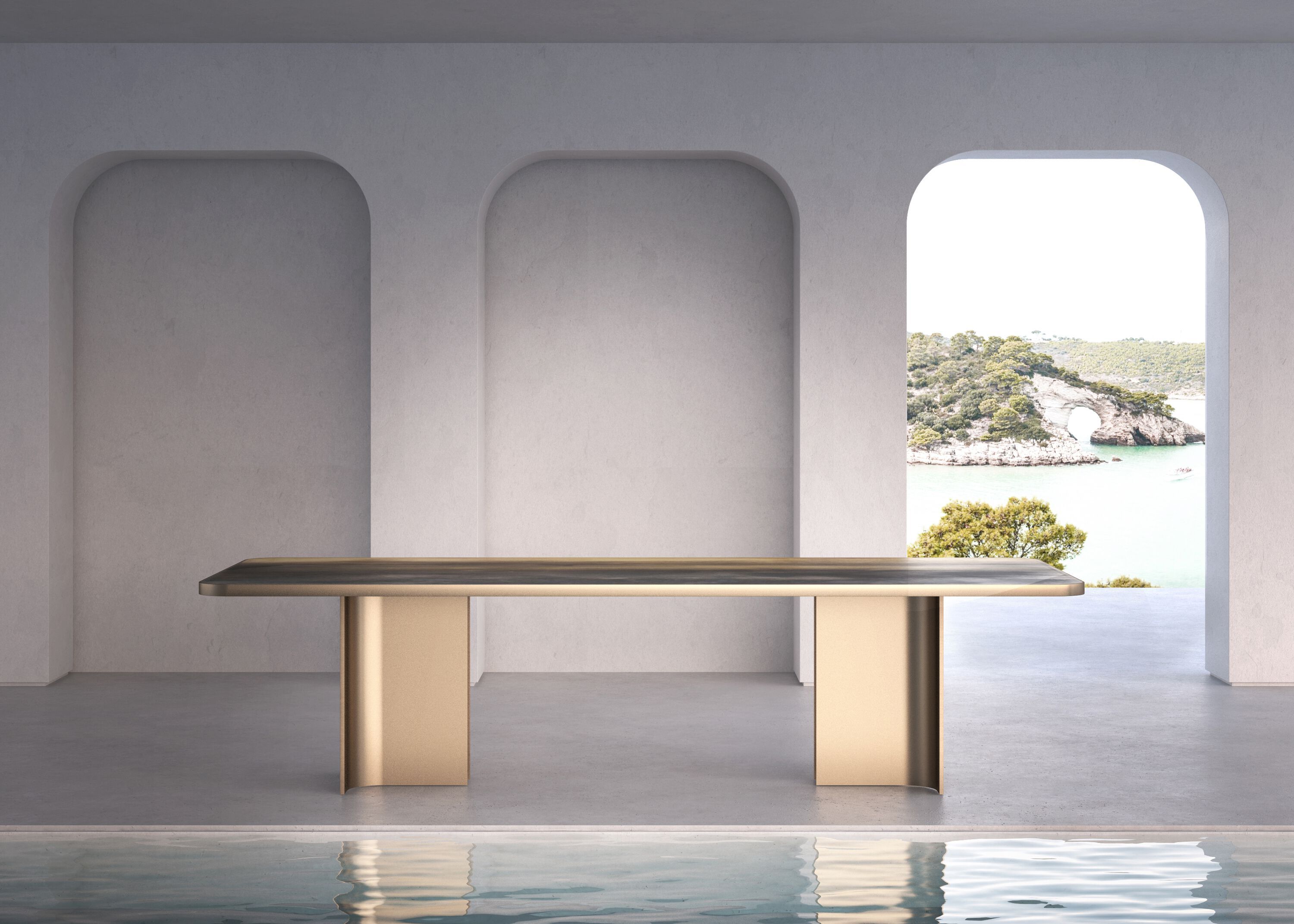 Деревянный прямоугольный стол со стеклянной столешницей ARTE VENEZIANA итальянские пейзажи ARCH-00029610 - Вид №3