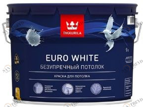 Краска Tikkurila Euro White / Тиккурила Евро Уайт для потолка 9л 5666