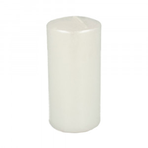 300159 Свеча столбик лак металлизированный 5.6 х 5.6 х 11.5 см 220 г белый перламутр Kukina Raffinata