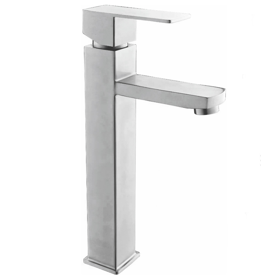 Смеситель д/ум MELANA-F6110 нерж.сталь, однорычажный, сатин, литой излив  - Вид №2