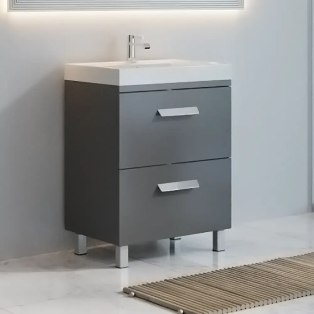 Тумба под раковину напольная Hilton 60 см цвет графит VIGO STLM-2047867 - Вид №4