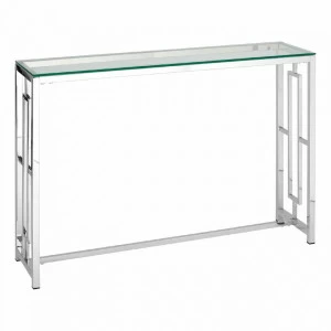 Консоль стеклянная 115х30 см прозрачная с серебром "Бруклин" STOOL GROUP  00-3881908 Серебро