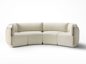 Изогнутый диван из ткани