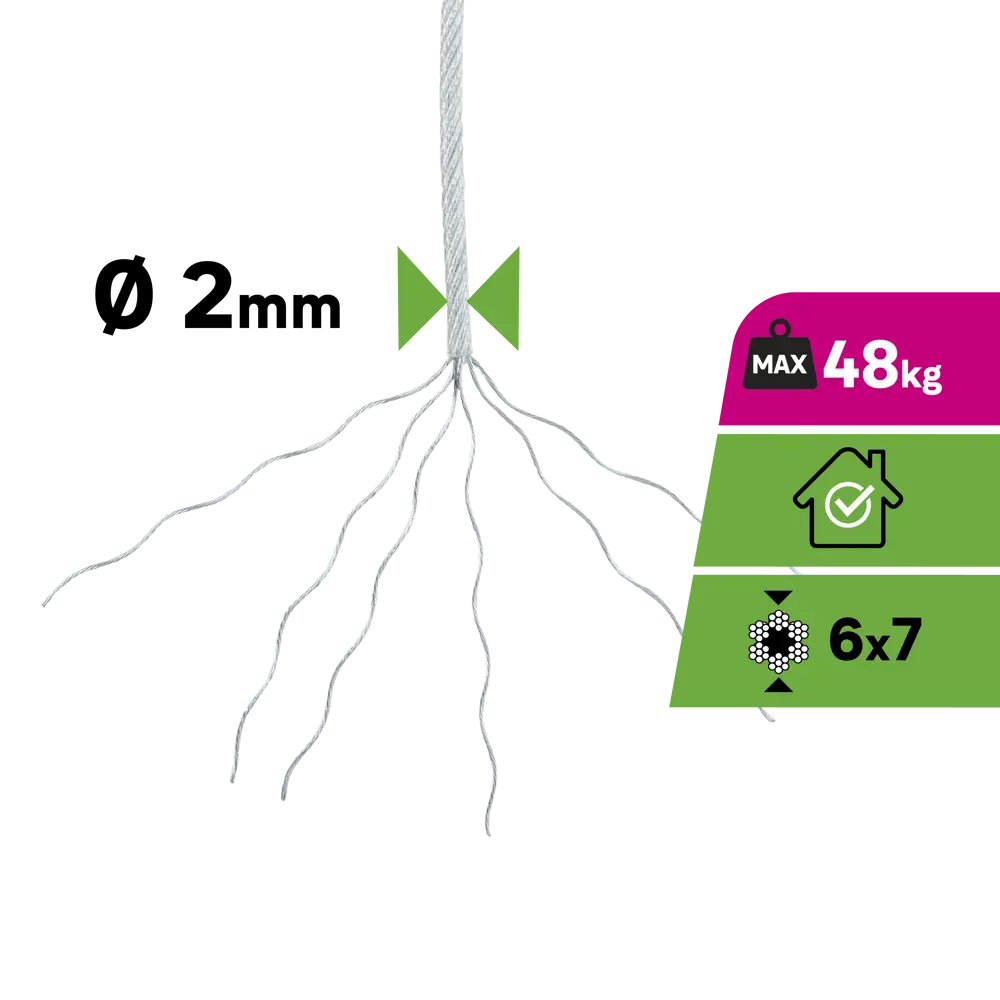 Трос Standers стальной оцинкованный с ПВХ-покрытием 2.3 мм 50 м/уп STLM-2079267 - Вид №1