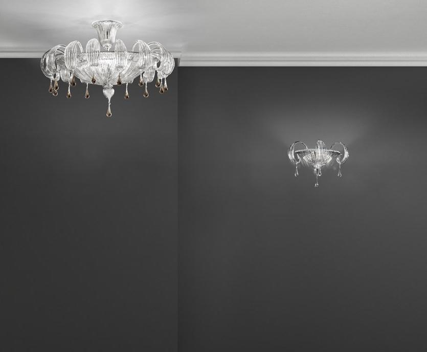 Sylcom Стеклянный потолочный светильник с кристаллами Molin 1386 - Вид №1