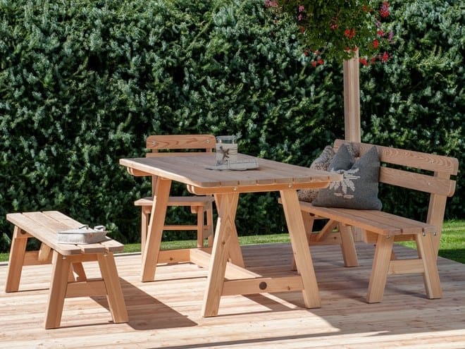 Садовая скамейка из лиственницы со спинкой Pircher SIRMIONE ARCH-00094912 - Вид №2