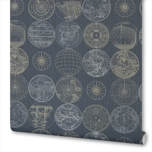 Обои на флизелиновой основе Карты 1.06х10 м цвет синий VS 998214
