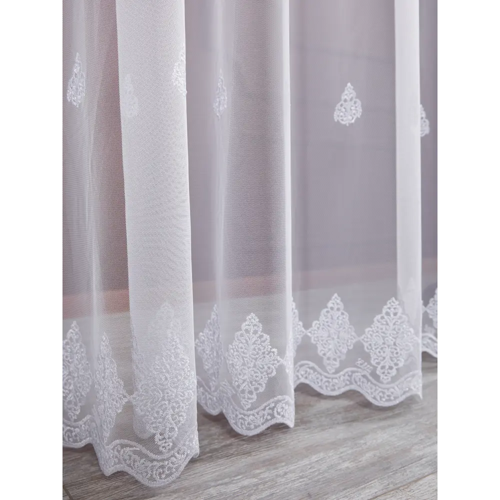 Тюль 1 м/п Коронки сетка 280 см цвет бело-серый ELIT HOME STLM-2015036 - Вид №3