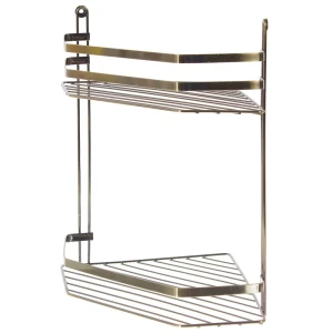 Полка для ванной комнаты Антик двухъярусная угловая цвет бронза