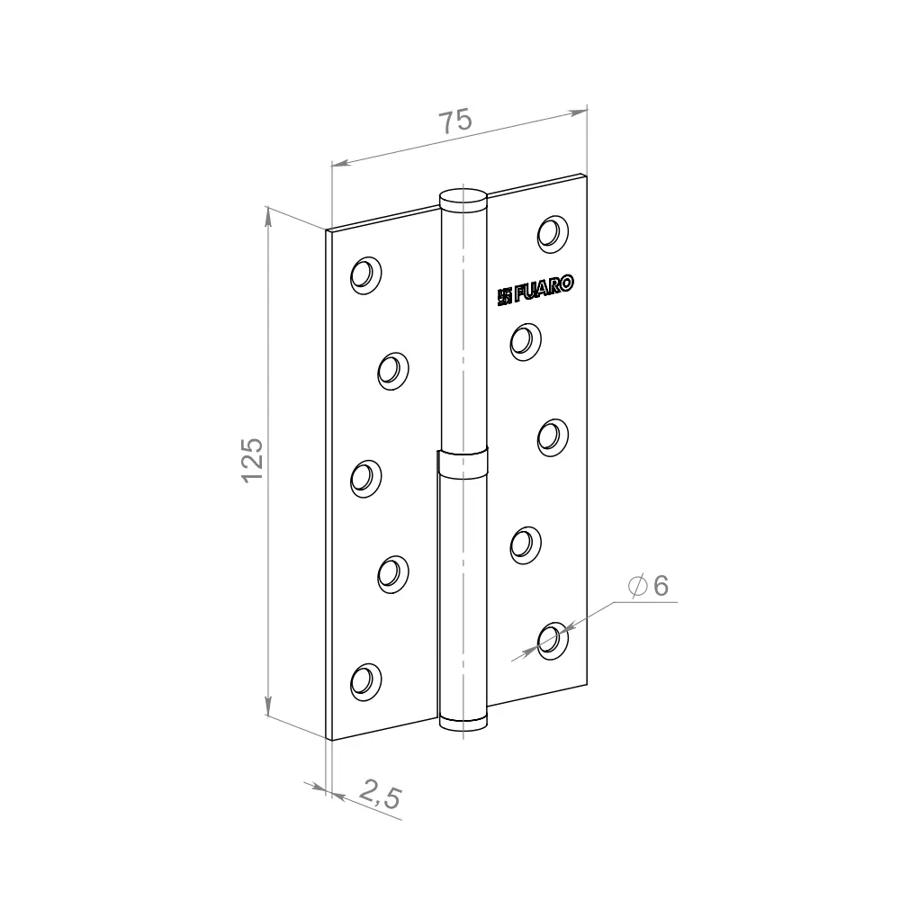 Петля карточная съемная Fuaro 125x75x2.5 мм сталь цвет графит STLM-2008768 - Вид №2
