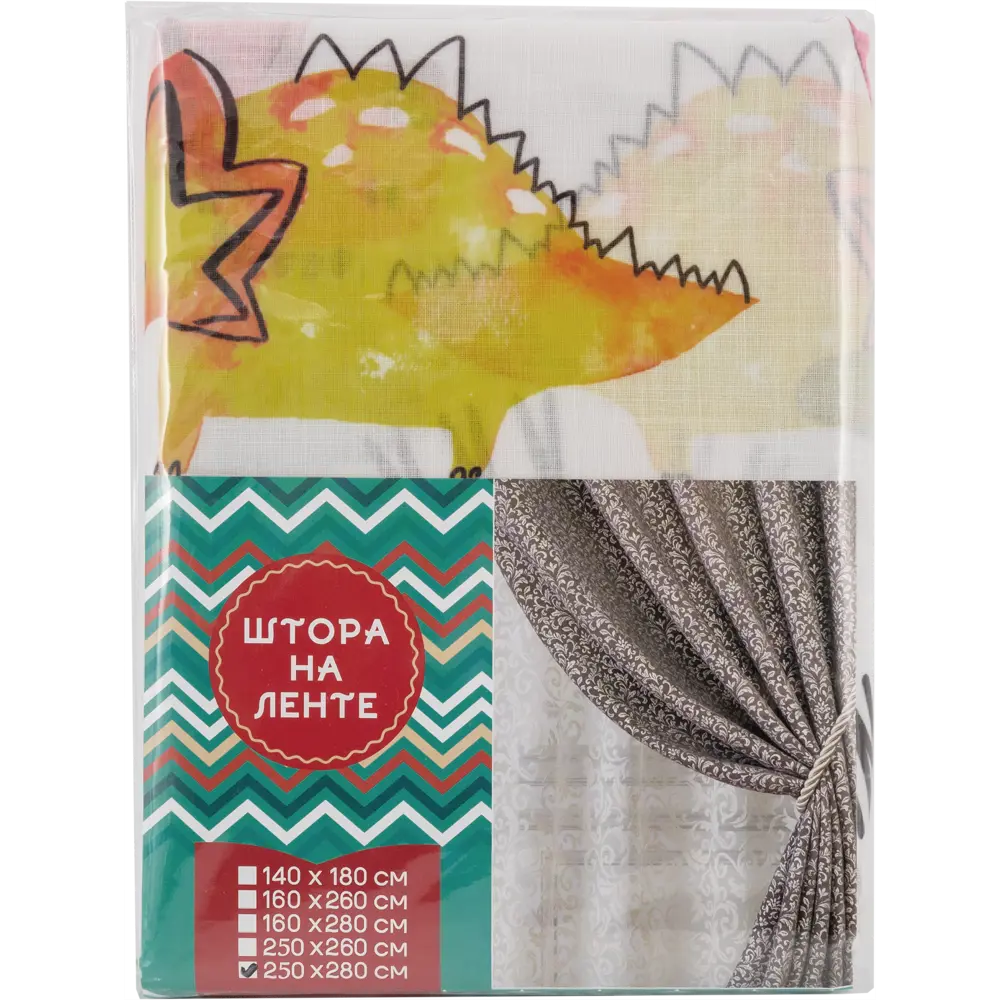 Тюль на ленте «Динозавры» 250x280 см полиэстер цвет белый GARDEN STLM-2092116 - Вид №4