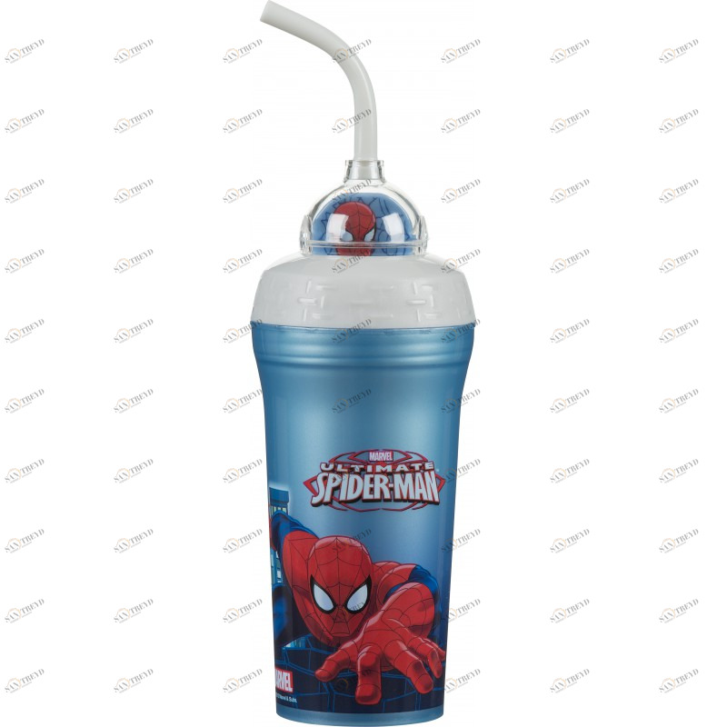 Стакан с крышкой и соломинкой "Спайдермен", 300 мл STOR ЧЕЛОВЕК-ПАУК 335991 Синий Santreyd 