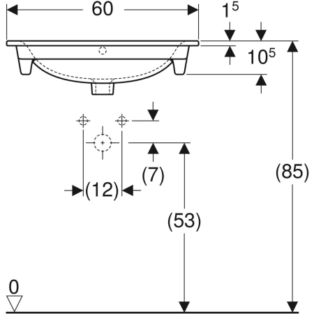 122255000 Встраиваемая раковина Geberit Renova Plan Geberit  - Вид №16