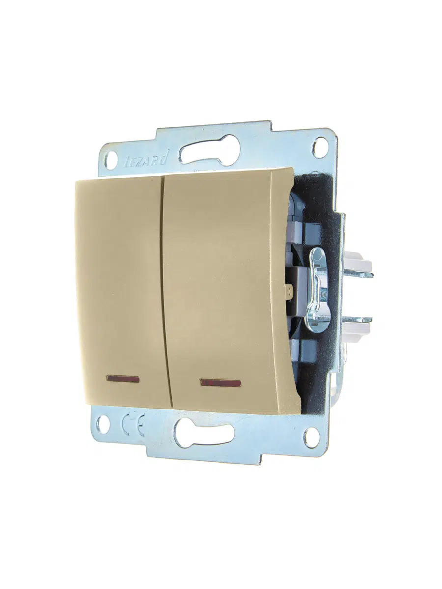 ASTI Выключатель двойной с подсветкой золото механизм LEZARD 7081-3688-112