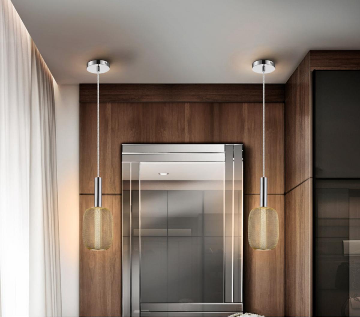 084392 Подвесной светильник 1L хром/золотой Schuller Micron  - Вид №6