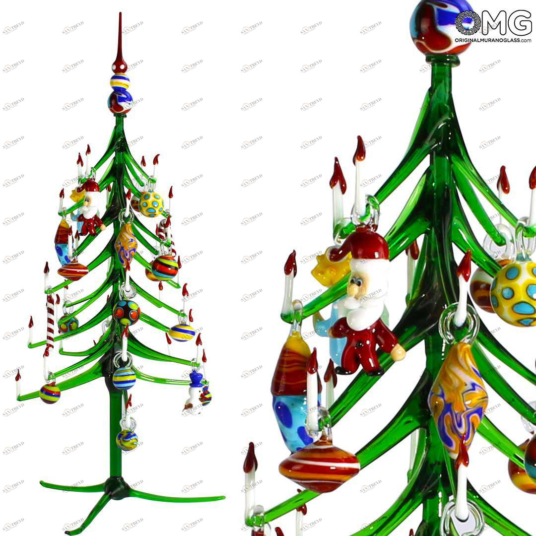 4816 ORIGINALMURANOGLASS Рождественская ёлка из муранского стекла с мурринами 15 см 