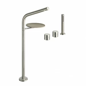 CRISX123 Смеситель для ванны, монтируемый на палубе, на 3 отверстия, с изливом, устанавливаемым на полу, с поворотной насадкой, выдвижным ручным душем против известкового налета с независимым перемешиванием и FOLLOW ME Cristina Rubinetterie