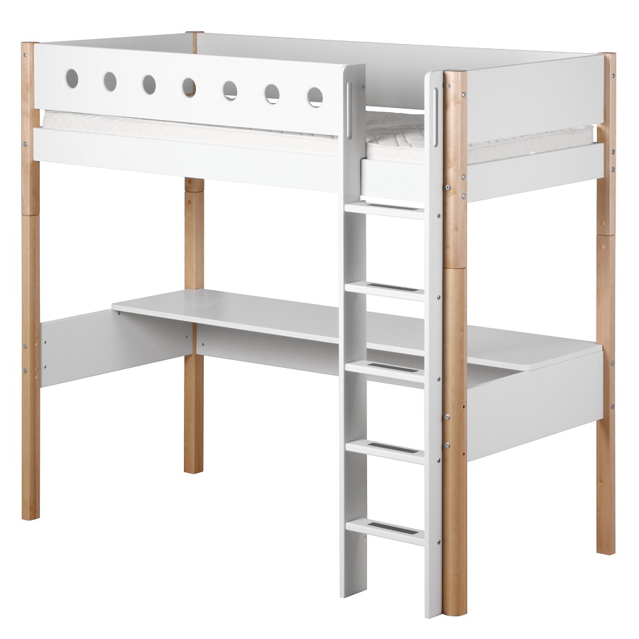 Кровать Flexa White высокая с прямой лестницей, 190 см, белая лакированная 801750195 - Вид №2