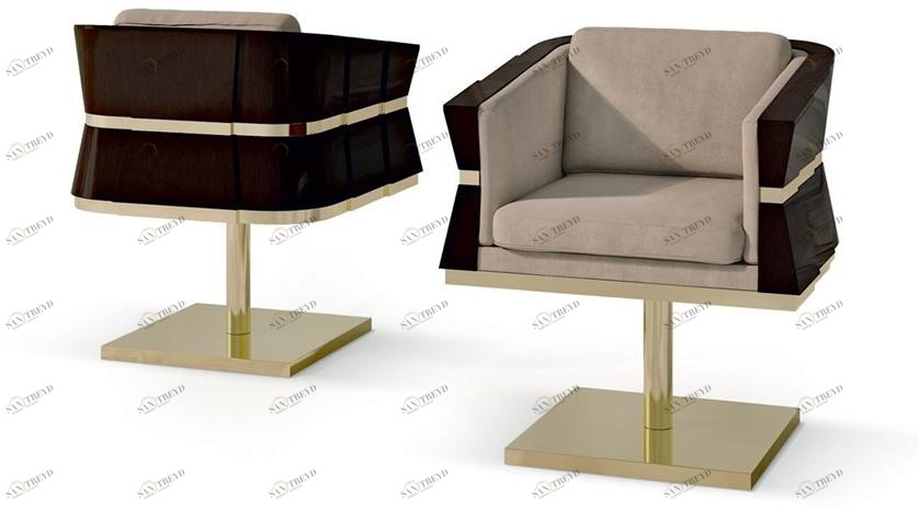 Carpanese Home Вращающееся кресло из нубука с подлокотниками Contemporary 7510