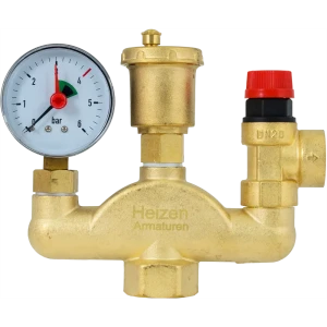 Группа безопасности Heizen 1" с сбросником 3/4" на 6 атм латунь CW617N
