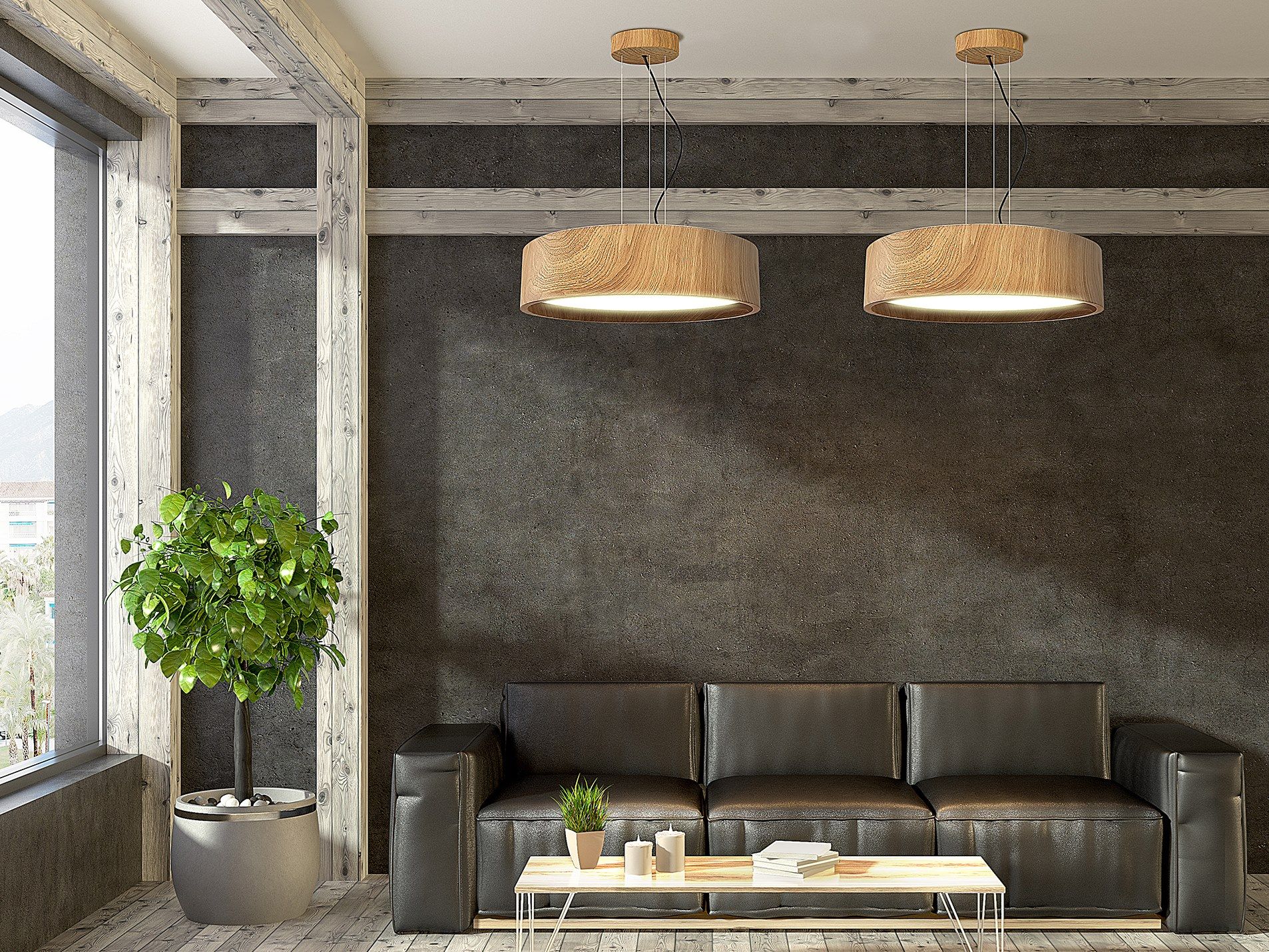 Деревянный эффект стальной светодиодный подвесной светильник Valaisin Grönlund дуб ARCH-00130556 - Вид №6