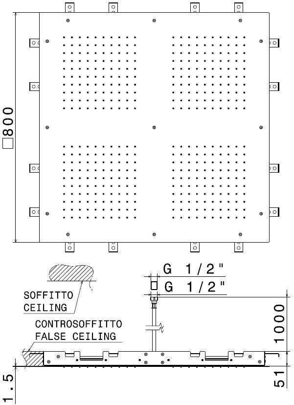 newform Встроенная стальная лейка для душа Soffioni 70015 - Вид №1