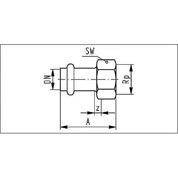 619270G1534 SANHA 19270G пресс.-фит. без силикона муфта перех., нерж.сталь 15x3/4 мм  - Вид №1