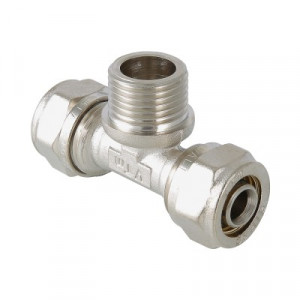 VTm.333.N.260526 Фитинг обжимной – тройник с переходом на наружную резьбу Valtec 26 мм х 3/4"