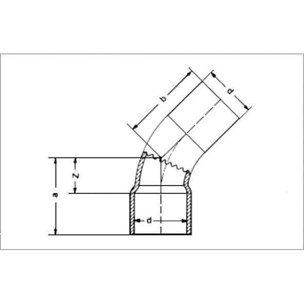 1504036 SANHA 5040 отвод 45° ВП-НП, медь 36 мм  - Вид №1