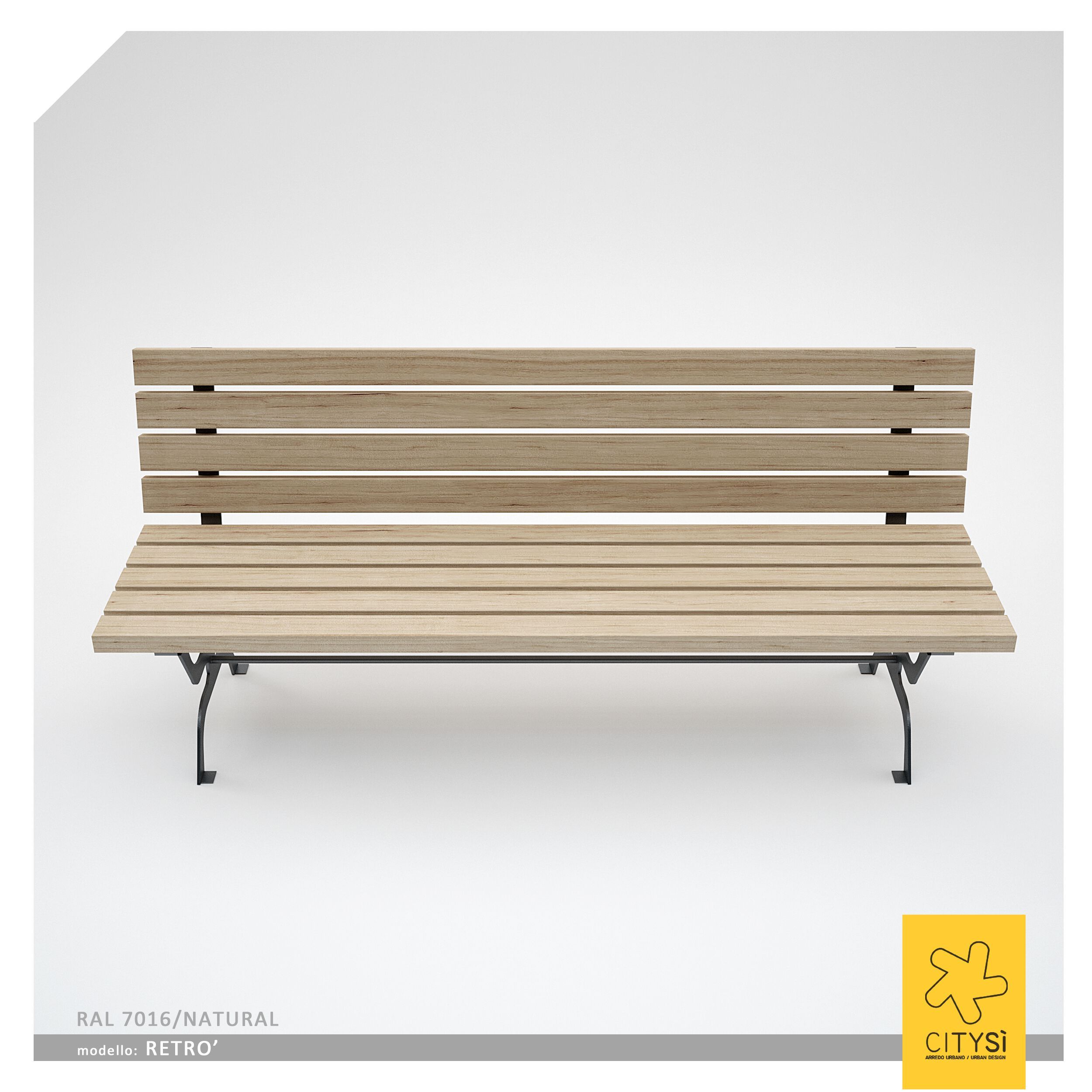 Деревянная скамья со спинкой CITYSì RETRÒ ARCH-00127668