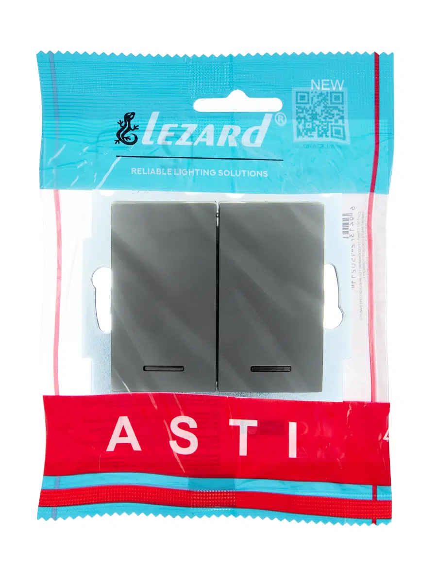 ASTI Выключатель двойной с подсветкой платина механизм LEZARD 7081-3588-112 - Вид №3