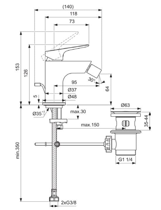 Смеситель для биде с поворотным горлышком Ideal Standard Ceralife O ARCH-00100411 - Вид №1