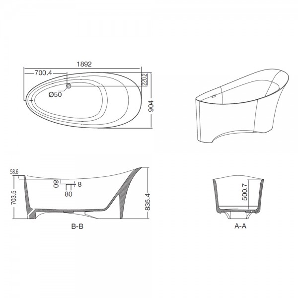 ABT-WHT-FSBTTA3011 Artize tiaara 1900х900х500мм Artize  Белый  - Вид №1