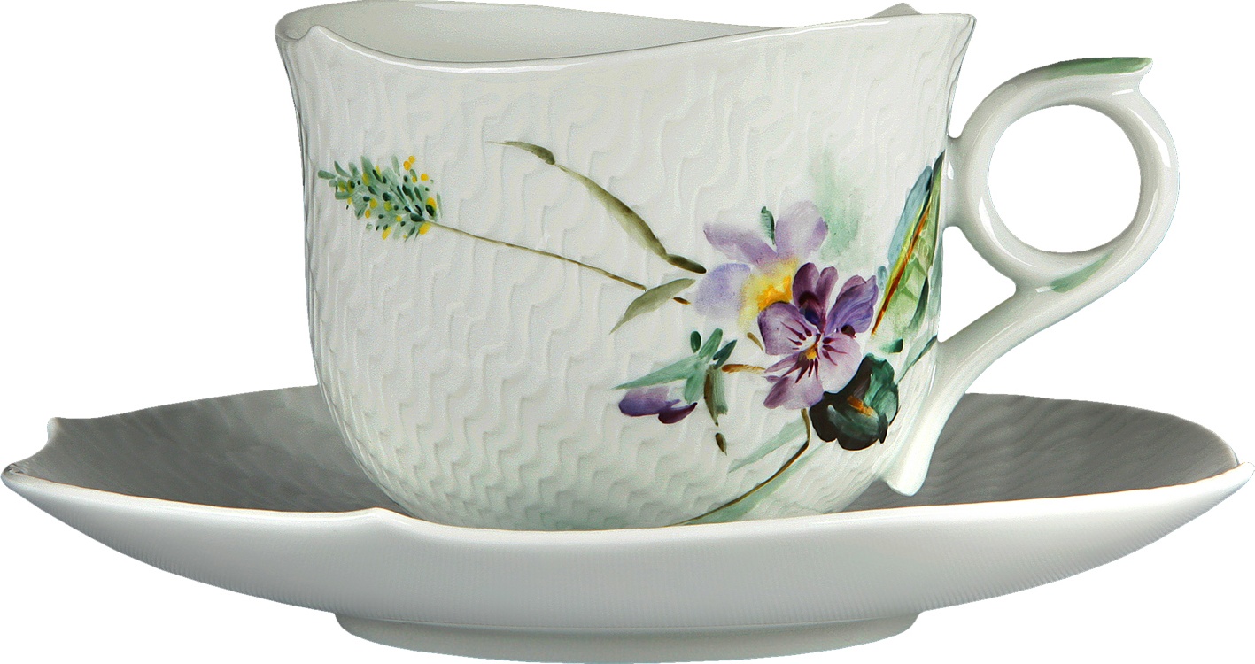 91623 Meissen Чашка для завтрака с блюдцем 300мл "Игра волн, рельеф, дикая флора" Фарфор 