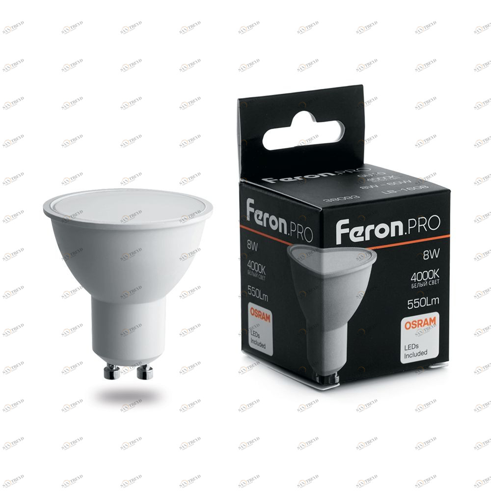 Лампа светодиодная Feron.PRO GU10 8W 4000K OSRAM LED LB-1608 38093 FERON  00-3956769 Матовый 