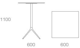 Albaplus Стол из высокой стали с квадратной столешницей из hpl Momo sun-id-1382473 - Вид №1