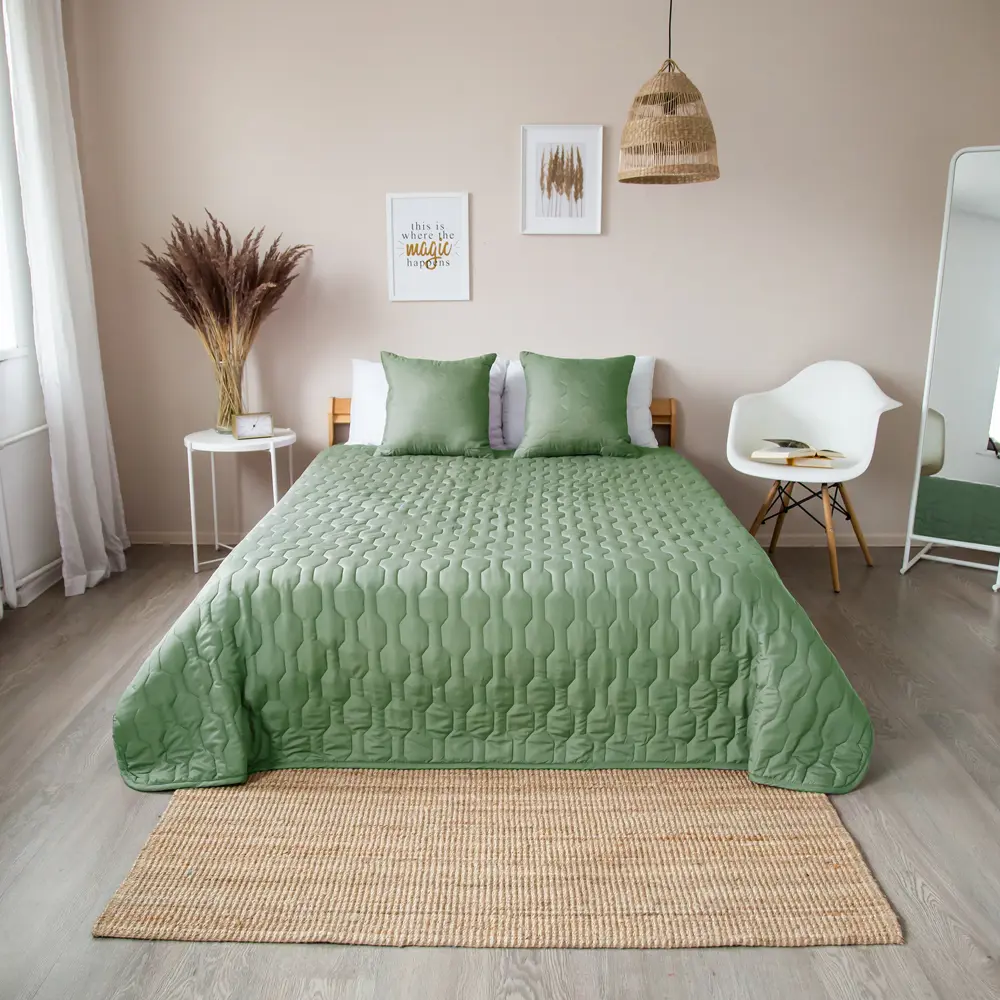 Покрывало 200x240 см микрофибра цвет оливковый Santreyd STLM-2028076 - Вид №5