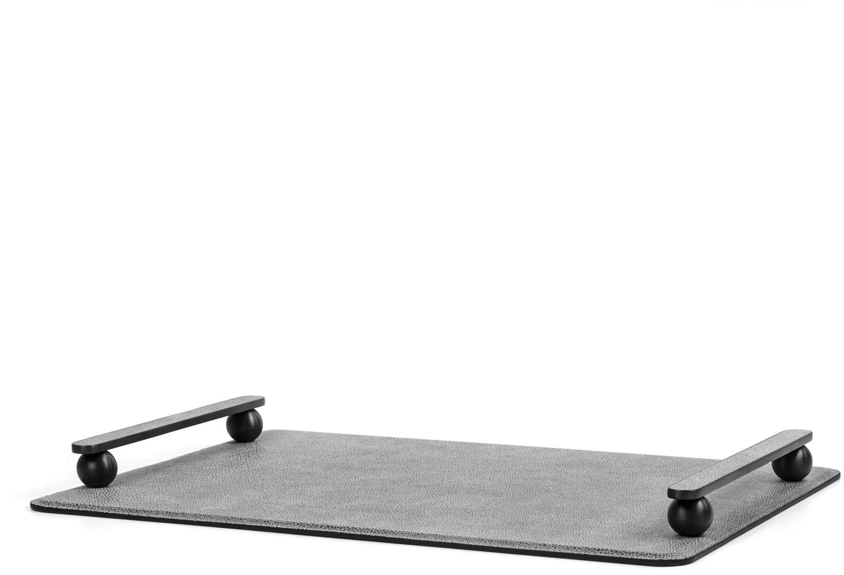 Памфили Поднос - 43,5X32 см/металл-отделка_золото/ари-кожа_светло-серый